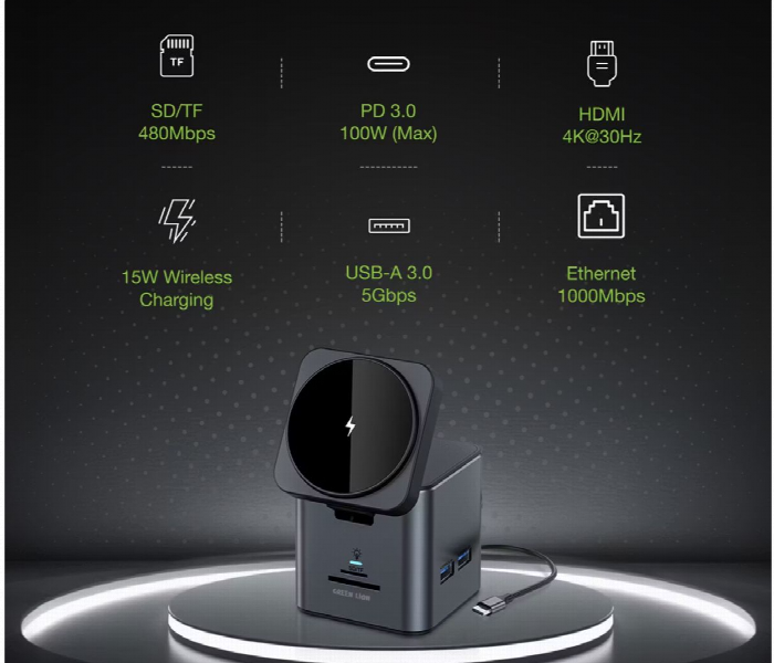 Green Lion 9 In 1 Hub Docking Station Black - Zoom Image 4