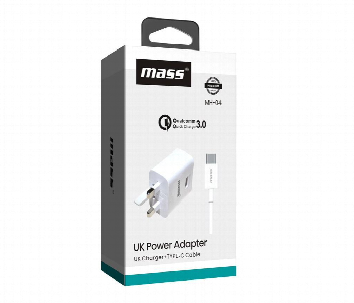 Mass Power Adapter Uk Charger With Type C Cable - Zoom Image