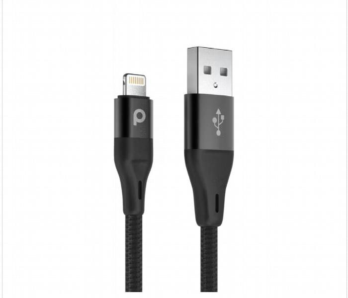 Porodo Braided Usb A To Lightning Cable 2.4A 1.2M Black - Zoom Image 1