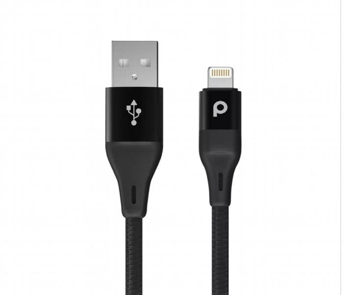 Porodo Braided Usb A To Lightning Cable 2.4A 1.2M Black - Zoom Image 3