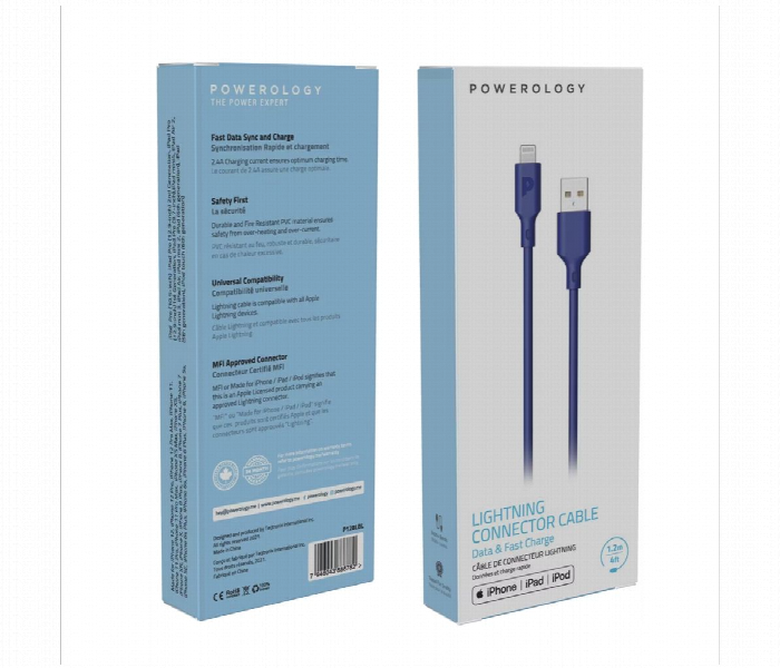 Powerology Basic Lightning Cable 1.2M Blue - Zoom Image 3