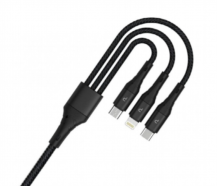 Pawa Nylon Braided 2.4A Data And Quick Charging 3In1 Cable 1.2M - Zoom Image 3