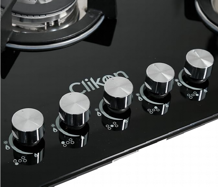 Clikon Ck4297 Premium 5 Burner Stainless Steel Glass Top Gas Hob With High Efficiency And Sleek Design - Zoom Image 4