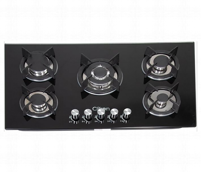 Clikon Ck4297 Premium 5 Burner Stainless Steel Glass Top Gas Hob With High Efficiency And Sleek Design - Zoom Image 1