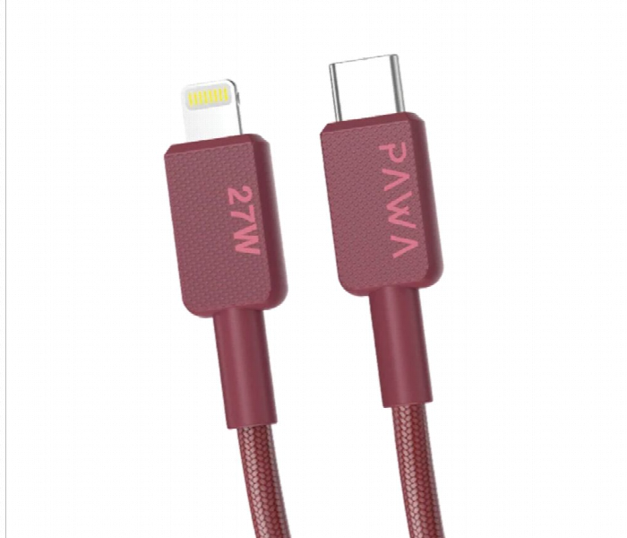 Pawa El Claro Series Premium Braided Cable Usb C To Lightning 27W Burgundy - Zoom Image 2