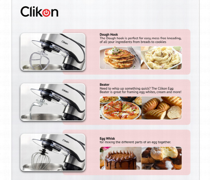 Clikon Ck1200 Professional 2000W  10L Stainless Steel Stand Mixer With 12 Speed Settings - Zoom Image 7