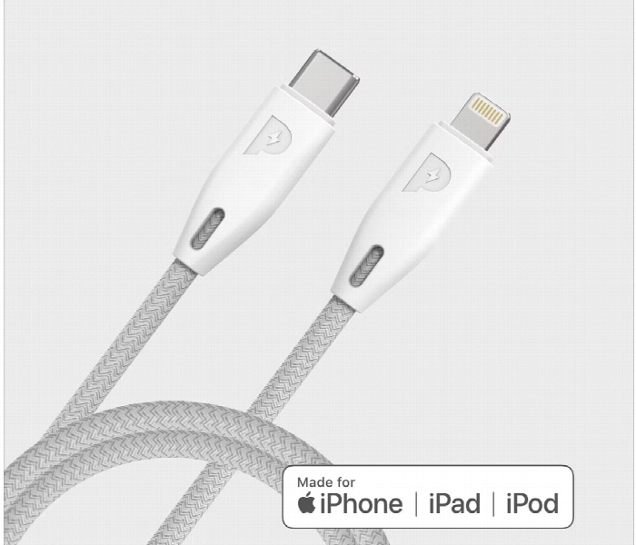 Powerology Braided Usb C To Lightning Cable White - Zoom Image 6