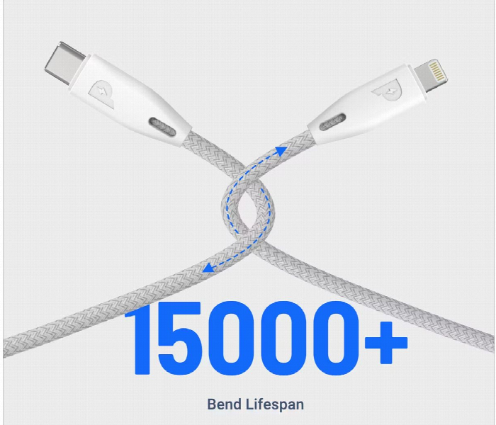 Powerology Braided Usb C To Lightning Cable White - Zoom Image 4