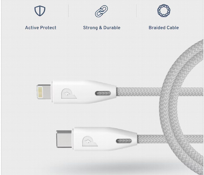 Powerology Braided Usb C To Lightning Cable White - Zoom Image 5