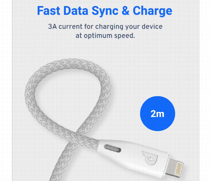 Powerology Braided Usb C To Lightning Cable White - Zoom Image 3