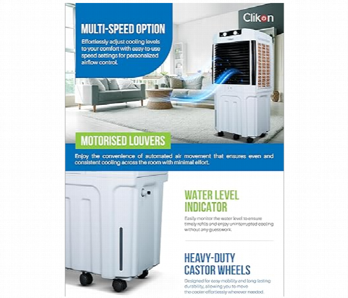 Clikon Ck2835 Desert Air Cooler With 100L Water Tank - Zoom Image 3