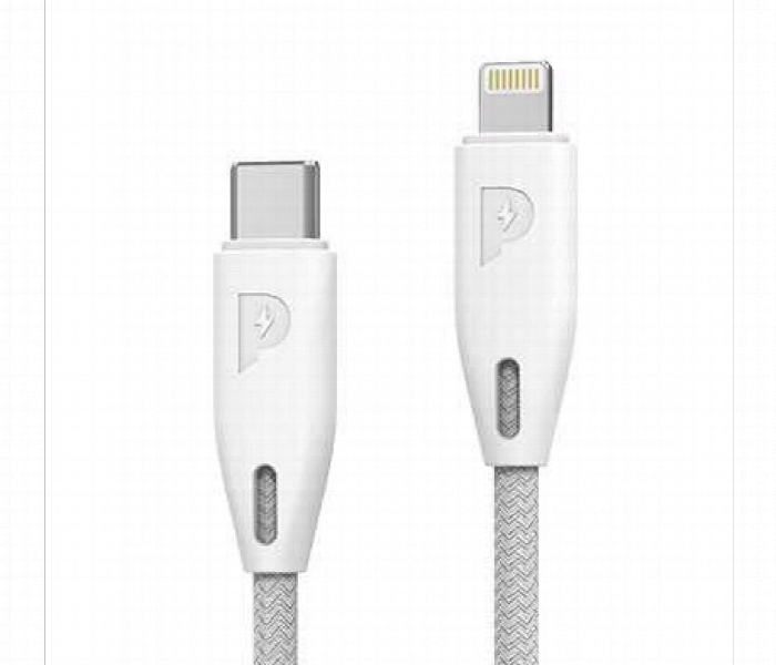 Powerology Braided Usb C To Lightning Cable 1.2M Or4Ft White - Zoom Image 2