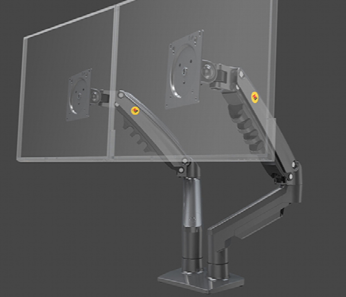 Nb North Bayou F160 Dual Monitor Mount Arm Matte Gray For 17 To 27 Inch Screens - Zoom Image 2