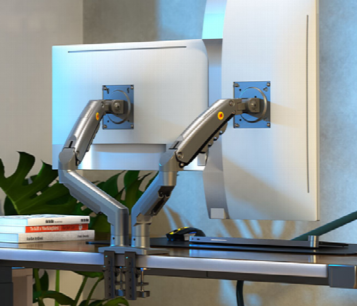 Nb North Bayou F160 Dual Monitor Mount Arm Matte Gray For 17 To 27 Inch Screens - Zoom Image 3