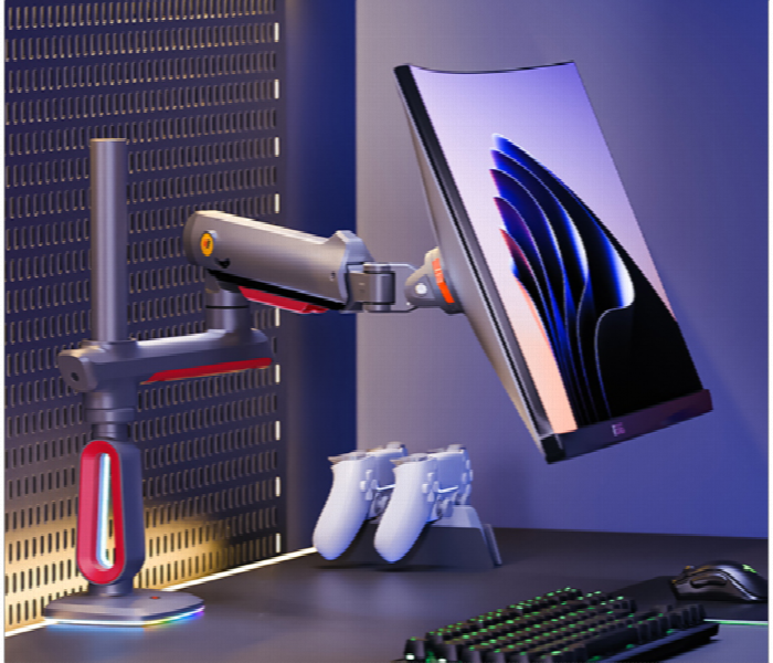 Nb North Bayou L70 Rgb Gaming Single Monitor Mount Arm Matte Grey 32 To 60 Inch - Zoom Image 3