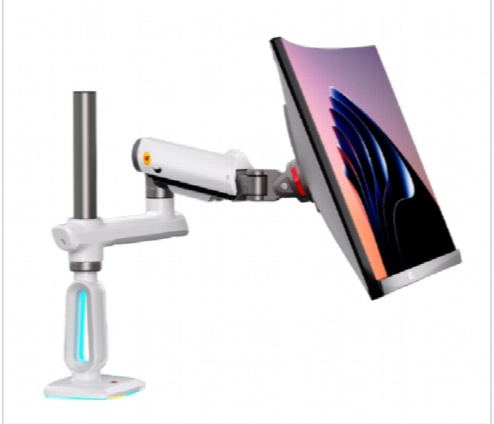 Nb North Bayou E7 Rgb Gaming Single Monitor Mount Arm White 32 To 60 Inch - Zoom Image 1