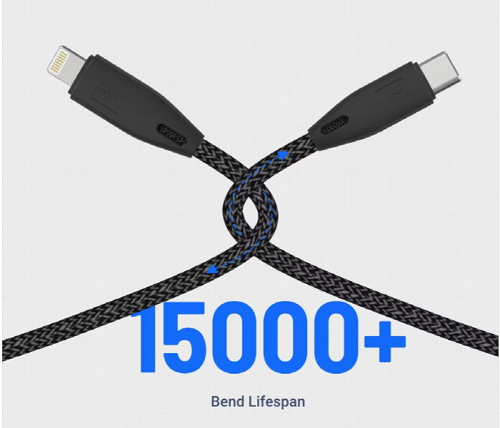 Powerology Braided Usbc To Lightning Cable 1.2M Black - Zoom Image 5