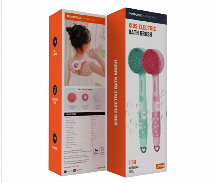 Porodo Lifestyle 3 In 1 Kids Electric Body Brush Pink - Zoom Image 7