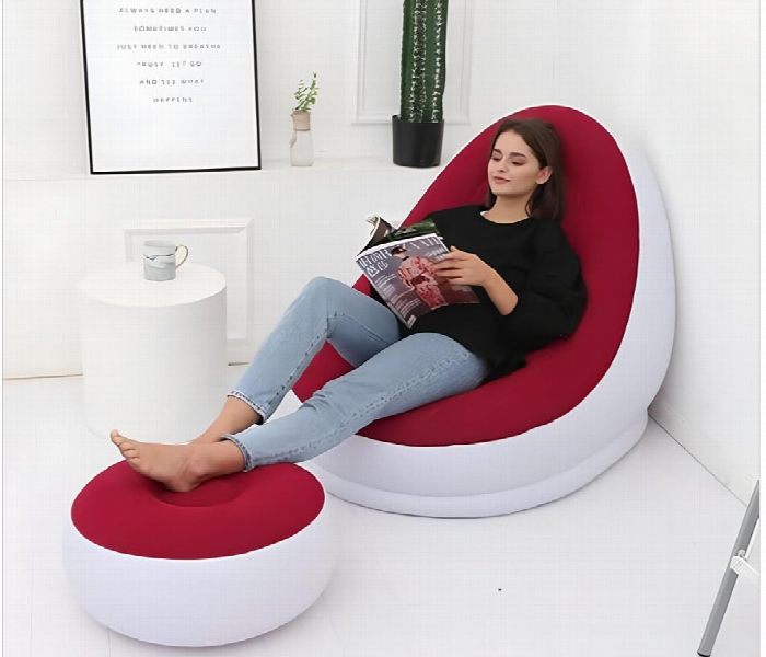 Portable Inflatable Lounger And Footstool With Air Pump - Zoom Image 5