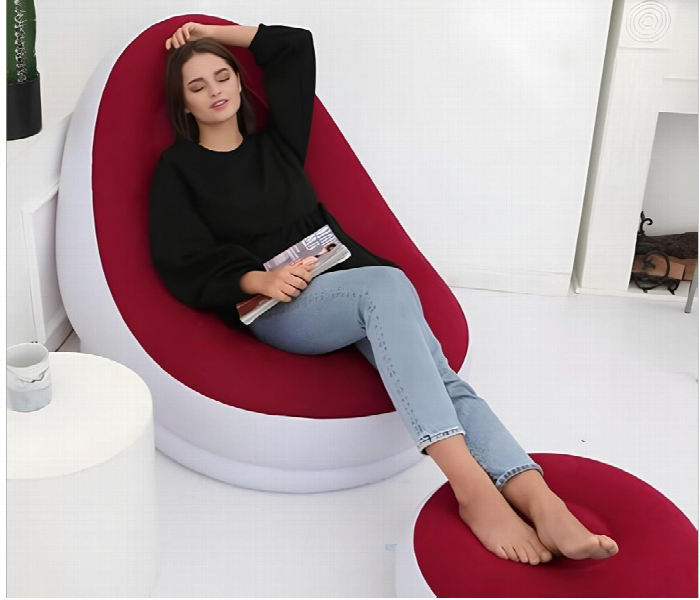 Portable Inflatable Lounger And Footstool With Air Pump - Zoom Image 3