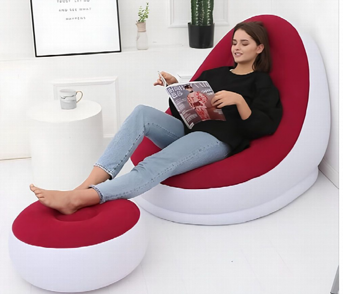 Portable Inflatable Lounger And Footstool With Air Pump - Zoom Image 2