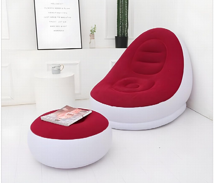 Portable Inflatable Lounger And Footstool With Air Pump - Zoom Image 4