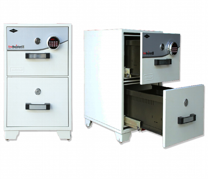 Welko Frc2.Ekt 2 Drawer Fireproof Filing Cabinet With Electronic Lock . 170Kg - Zoom Image