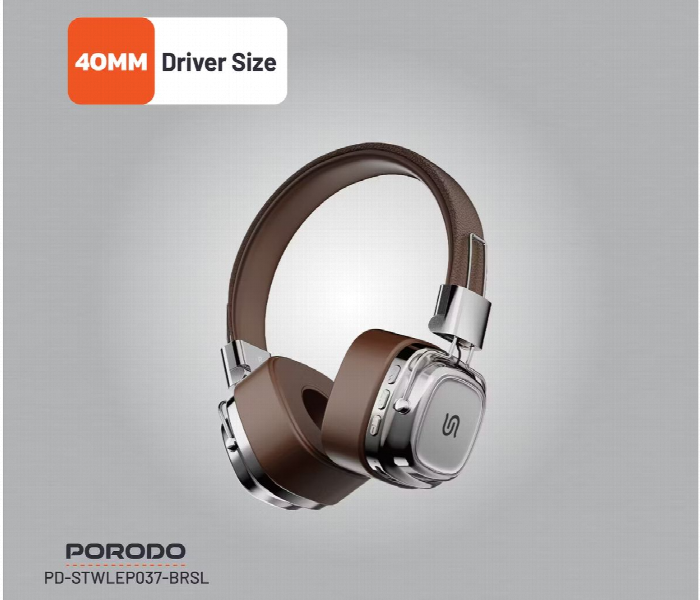 Porodo Soundtec Vintage Wireless Enc Headphones  Brown Or Silver - Zoom Image 2