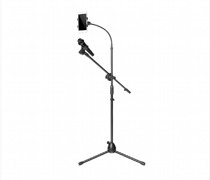 Adjustable Microphone Stand With Phone Holder  360Degree Rotating - Zoom Image 1