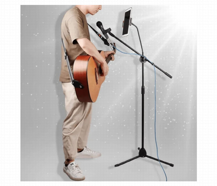 Adjustable Microphone Stand With Phone Holder  360Degree Rotating - Zoom Image 3