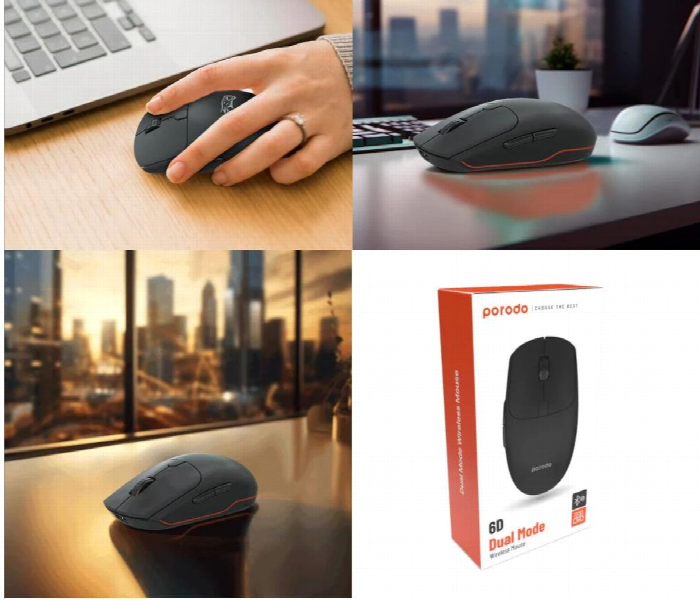 Porodo 2 In 1 2.4G Wireless Mouse Black - Zoom Image 4
