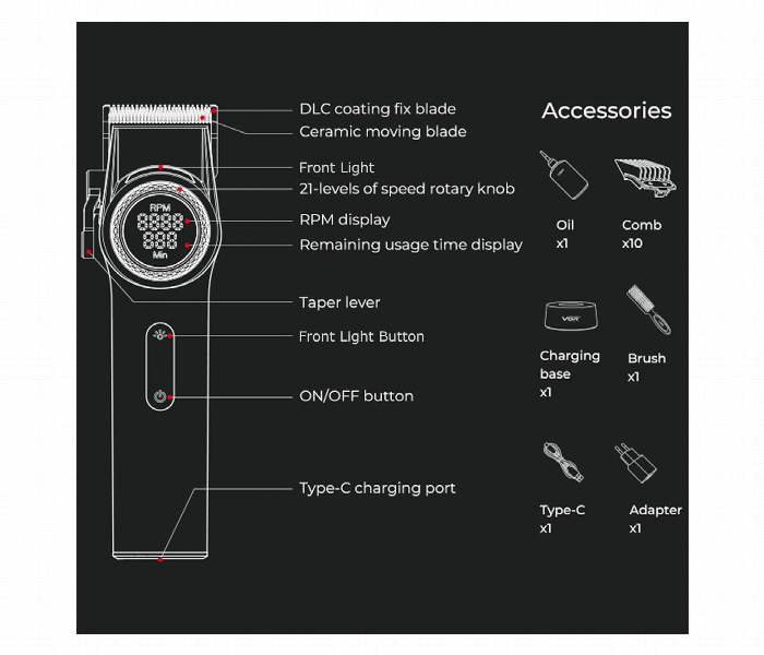 Vgr High Speed Professional Hair Clipper V 001 - Zoom Image 5