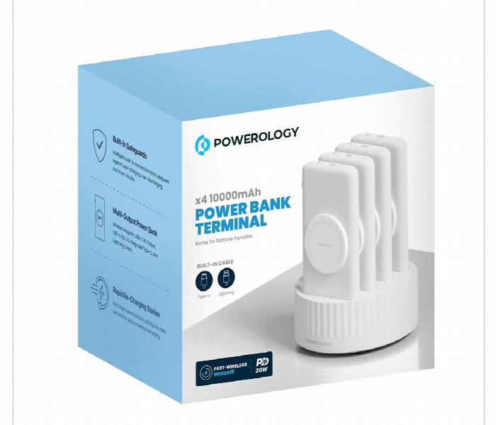 Powerology 4In1 Station 10000Mah Power Bank White - Zoom Image 5