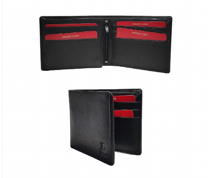 Damda Double Fold Leather Wallet  Black - Zoom Image 1