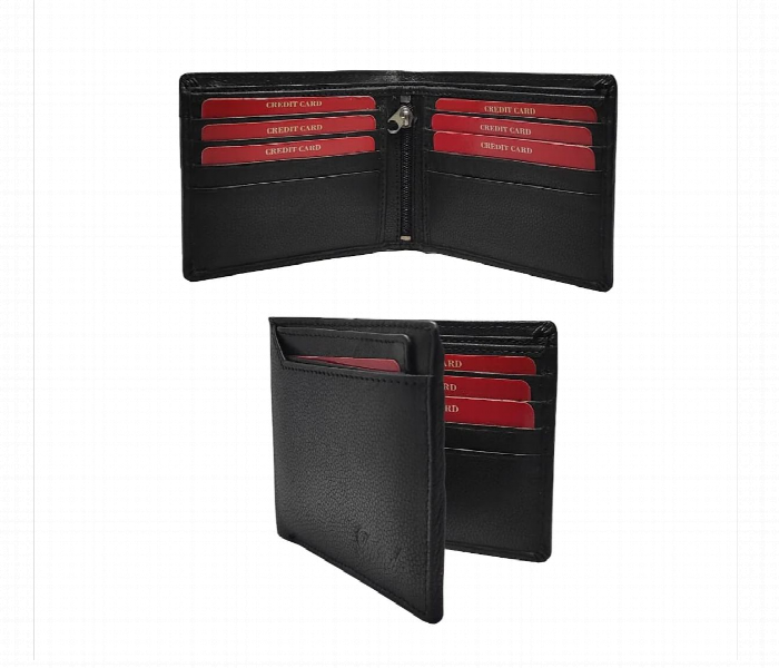 High Quality Men Leather Wallet Black - Zoom Image 1