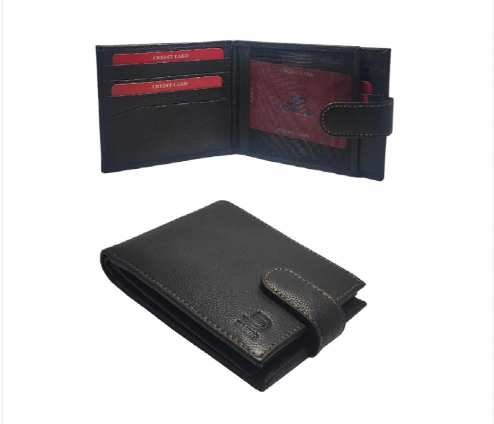 Leather Bifold Wallet With Zipper Men Pocket Black - Zoom Image 1