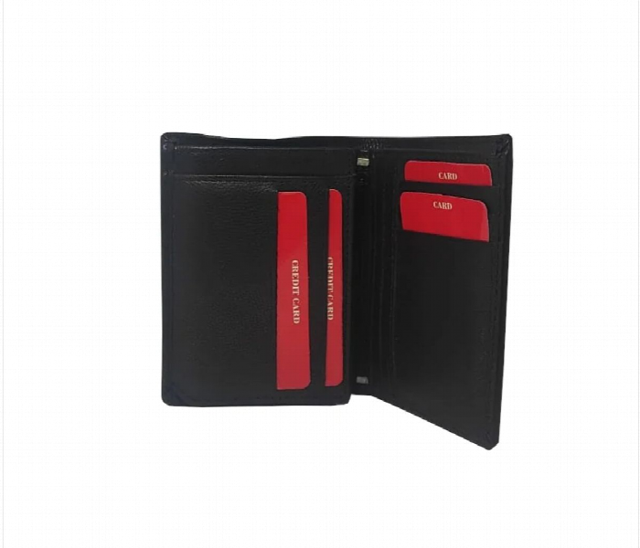Slim Double Fold Leather Wallet For Men Black - Zoom Image 2