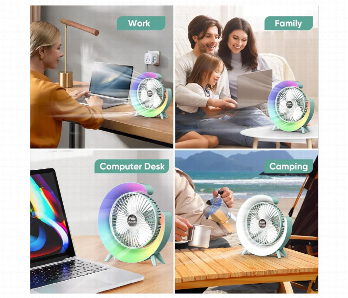 Colorful Desktop Fan With Usb Power Supply And Atmosphere Lamp - Zoom Image 2