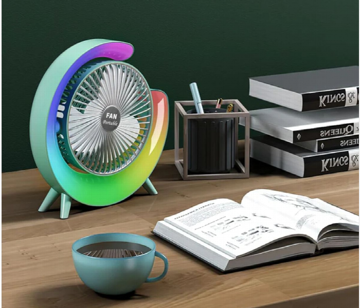 Colorful Desktop Fan With Usb Power Supply And Atmosphere Lamp Green - Zoom Image 2