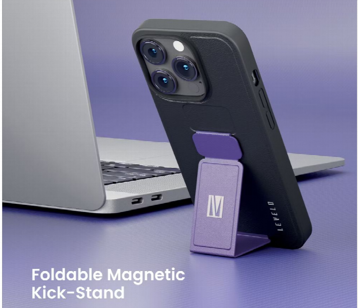 Levelo Leather Grip Case For Iphone 14 Pro 6.1 Inch Deep Purple - Zoom Image 2