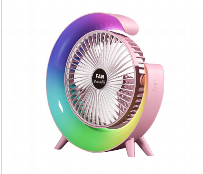 Colorful Desktop Fan With Usb Power Supply And Atmosphere Lamp Pink - Zoom Image 1