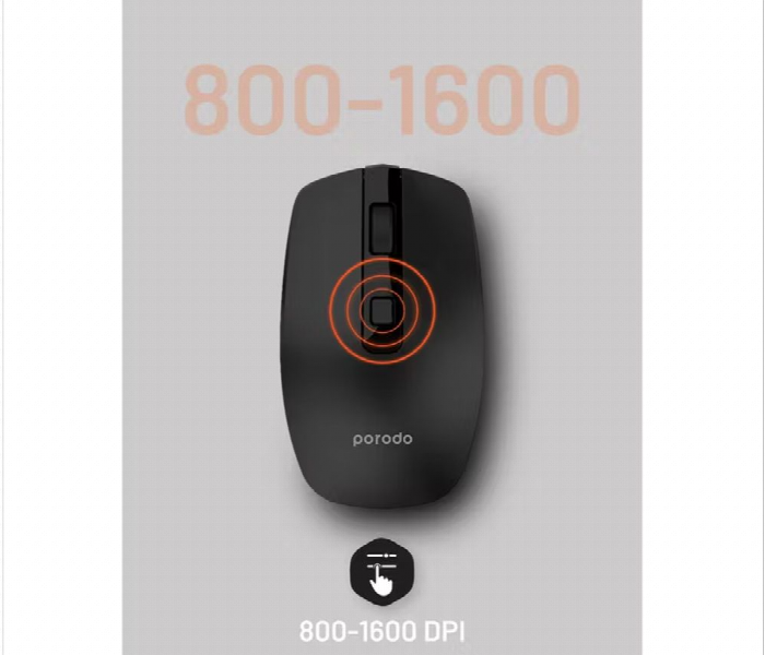 Porodo Dual Mode Wireless Mouse 1600 Dpi - Zoom Image 3