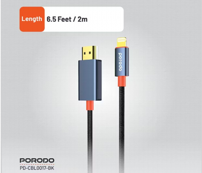 Porodo Woven Cable Lightning To Hdmi - Zoom Image 2