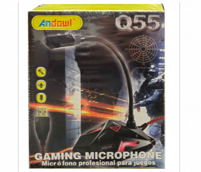 Andowl Gaming Microphone  Clear Sound Mute Button Led Indicator 3.5Mm Jack - Zoom Image 1