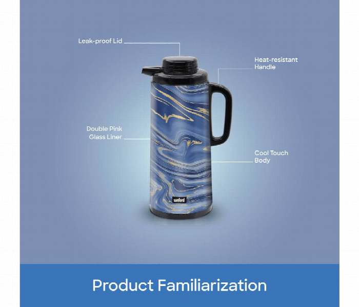 Sanford Sf10504Vf 1.3L Vacuum Insulated Flask With Double Glass Liner And Leak Proof Lid - Zoom Image 6