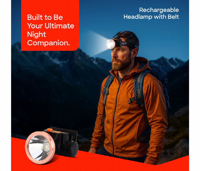 Sanford Sf1052Hl 3W Rechargeable Led Headlamp With  Bright Light And Usb Charging - Zoom Image 2