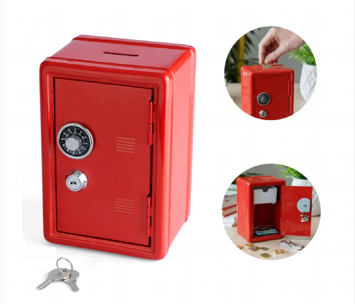 Metal Strap Lock Mini Cash Box Red - Zoom Image 1