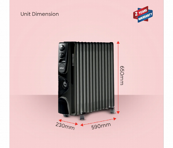 Sanford Sf1212Oh Bs 13 Fins 2900W  Oil Filled Radiator Heater With Turbo Fan And Thermostat Control - Zoom Image 5