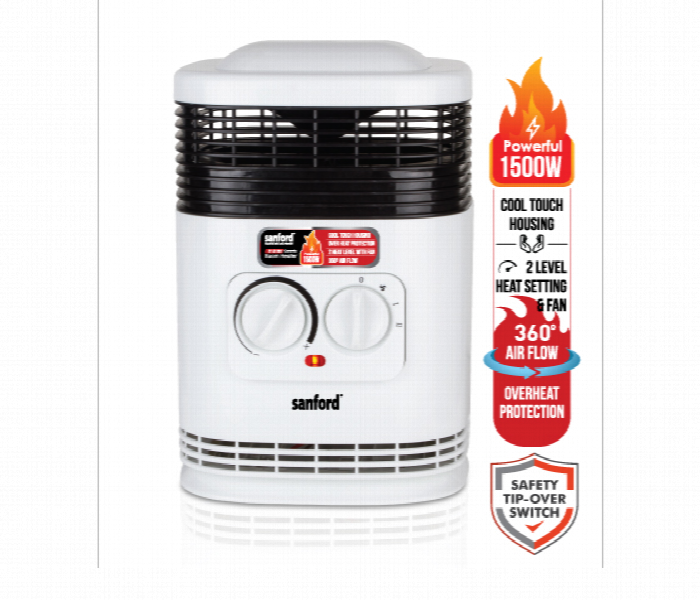 Sanford Sf1213Rh Bs 1500W Room Heater With 360 Degree Air Flow - Zoom Image 3