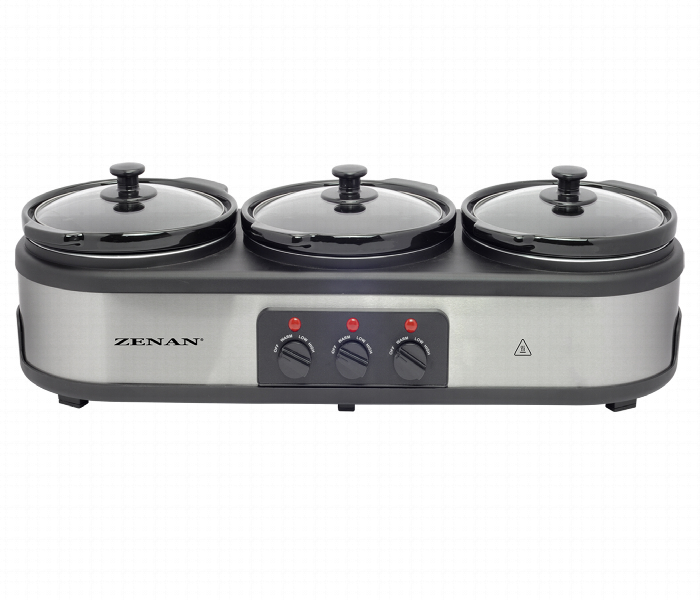 Zenan Triple Slow Cooker Zscr.3X25 With 3X2.5L Ceramic Pots And Independent Controls - Zoom Image